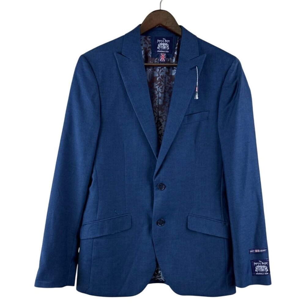 Savile Row Company Brixton Men's Suit Jacket Blazer Navy Blue Size 38R Business